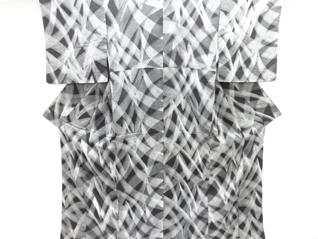 JAPANESE KIMONO / KOMON / CHIRIMEN / BRUSH MARKS